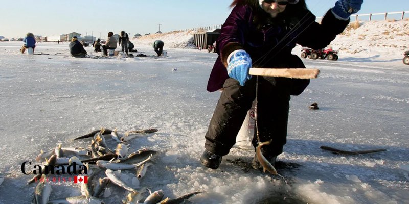 Ice fishing game, ice fishing